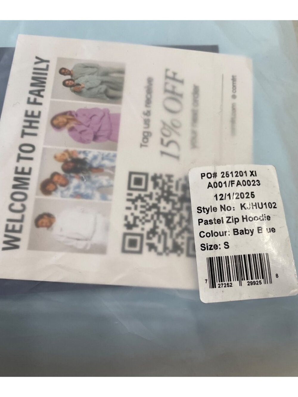 Comfrt Pastel Edit Zip-Up Hoodie S Baby Blue Casual Lounge Preppy Minimalist New - Picture 10 of 12